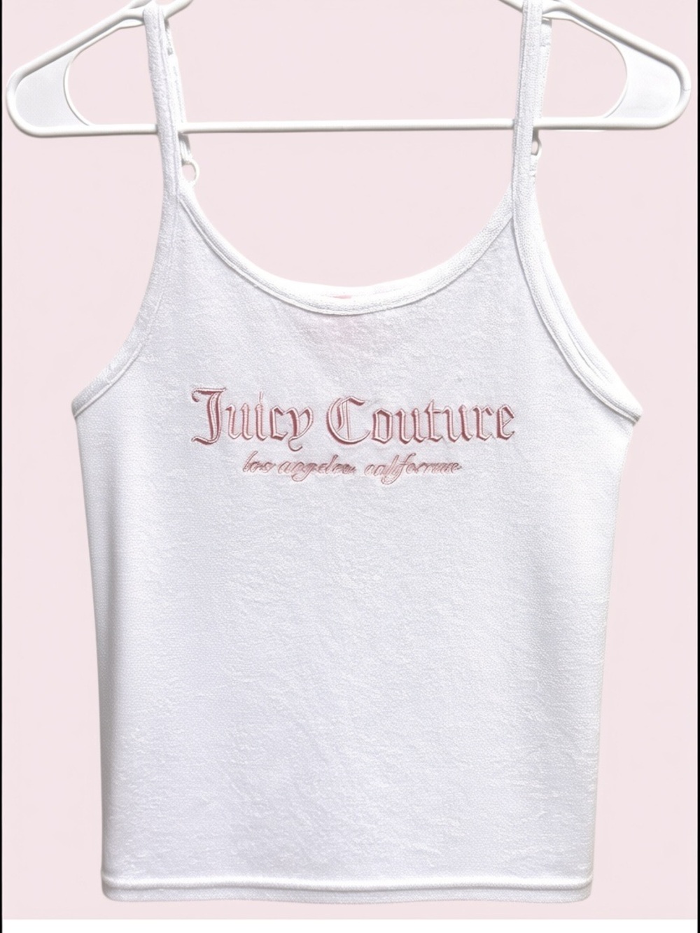 Juicy Couture White Embroidered Logo Cami Crop Tank Top S